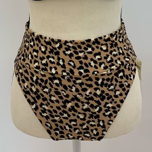 Aerie Leopard High Cut Cheeky Bikini Bottom Size M